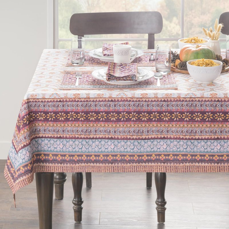 Maison d' Hermine Table Cloth Rectangle Table 100% Cotton 54 x 72 Inches Fall Tablecloth Reusable Everyday Use for Thanksgiving Christmas Decorations Dining Farmhouse Party (Fair Isle)