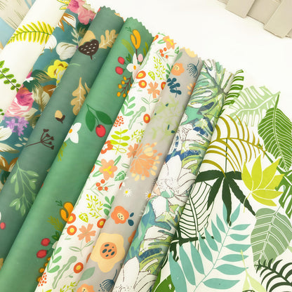iMZOON 22Pcs 10" Fabric Squares No Repeat Precut Cotton, Wavy Edge Quilting Supplies, Perfect DIY Sewing Supplies Leaf Green Patchwork