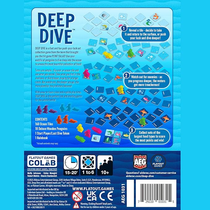 AEG &amp Flatout Games | Deep Dive - A Push Your Luck Game for the Whole Family | From the Creators of Point Salad | Easy to Learn | Quick to Play | Adorable Penguin Meeples | Ages 10+ | 1-6 Players