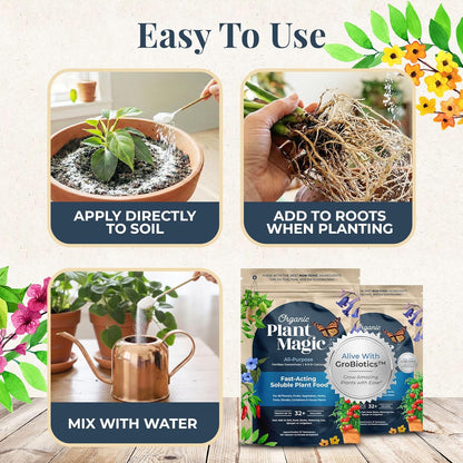 Organic Plant Magic - Fast-Acting Water Soluble Fertilizer - All-Purpose Plant Food for Garden & Houseplants | 1/2 lb Bag