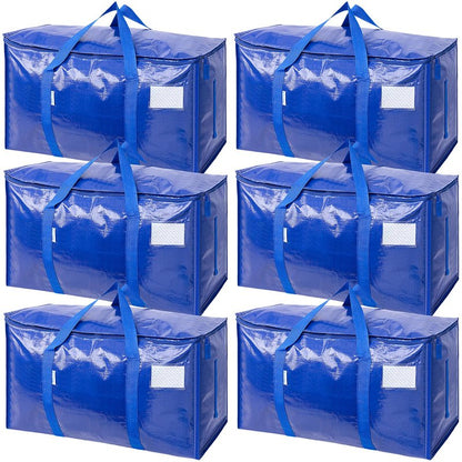 TICONN 6 Pack Extra Large Moving Bags Heavy Duty with Zippers & Carrying Handles, Durable Storage Bags Moving Boxes for Closet Organizers and Storage (6 Pack, Coral)