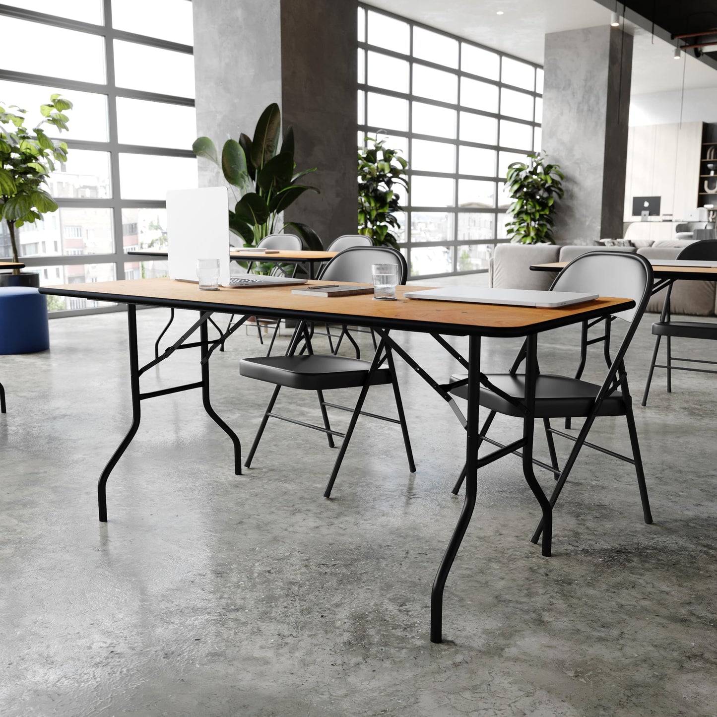 Flash Furniture Gael 6' Wood Folding Training and Event Table, Rectangular Folding Training Table with Smooth Clear Coated Finished Top, Natural