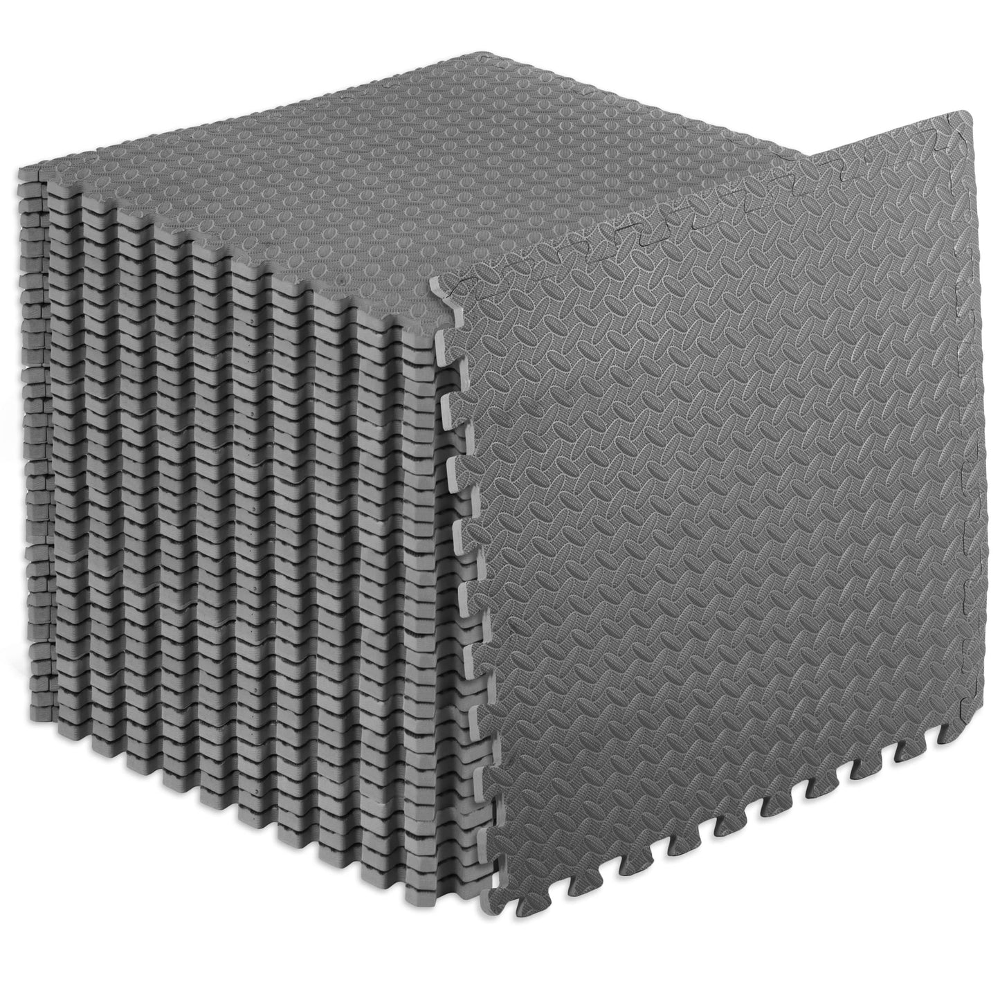 ProsourceFit Exercise Puzzle Mat ½-inch, EVA Interlocking Foam Floor Tiles for Home Gym, Workout Equipment, Kids Play Areas, Grey, 144 SQ FT - 36 Tiles
