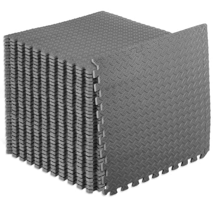 ProsourceFit Exercise Puzzle Mat ½-inch, EVA Interlocking Foam Floor Tiles for Home Gym, Workout Equipment, Kids Play Areas, Grey, 144 SQ FT - 36 Tiles