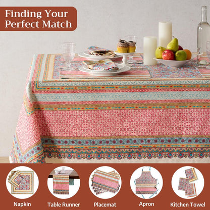 Maison d' Hermine Premium Table Cloth Rectangle Table 100% Combed Cotton 108 x 70 Inches Tablecloth Reusable Decorative for Dining Room, Farmhouse, Home, Party, Festive & Wedding - Lauris