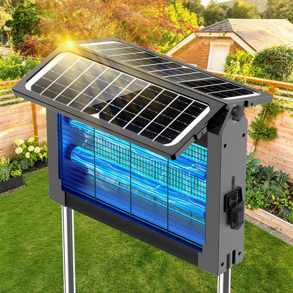 Solar Bug Zapper Outdoor, 4500V Electric Mosquito Zapper with Dual Solar Panels & USB Charging, Auto On/Off Mosquito Killer, IPX5 Waterproof Fly Trap for Backyard Patio Garden Camping, 2100 Sq Ft