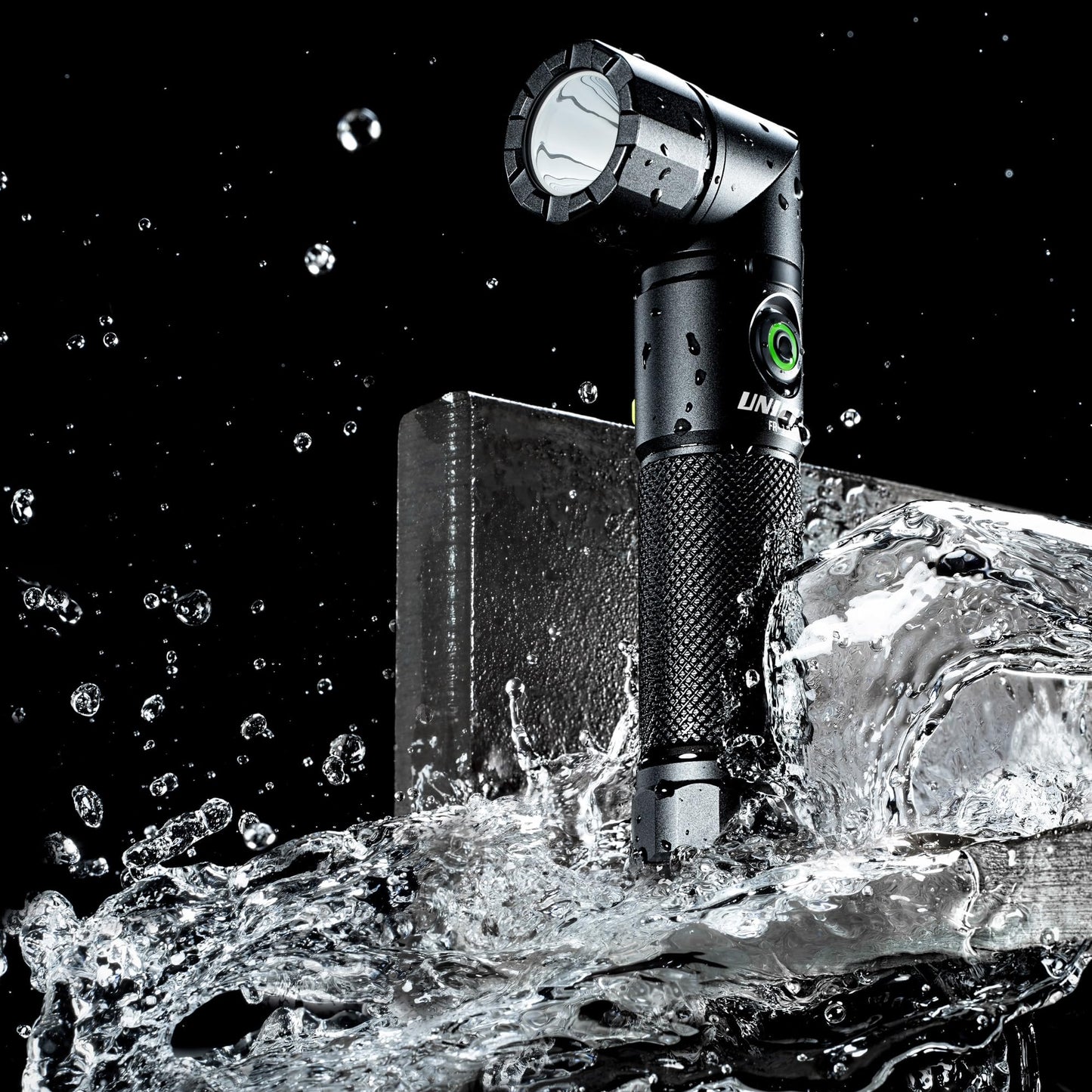 Unilite FR-1200 Right Angle Flashlight – 1200 Lumen LED, 90° Rotating Head, USB-C Rechargeable, Magnetic Base, IP65 Water & Dust Resistant, Impact Resistant, Pocket Clip Included