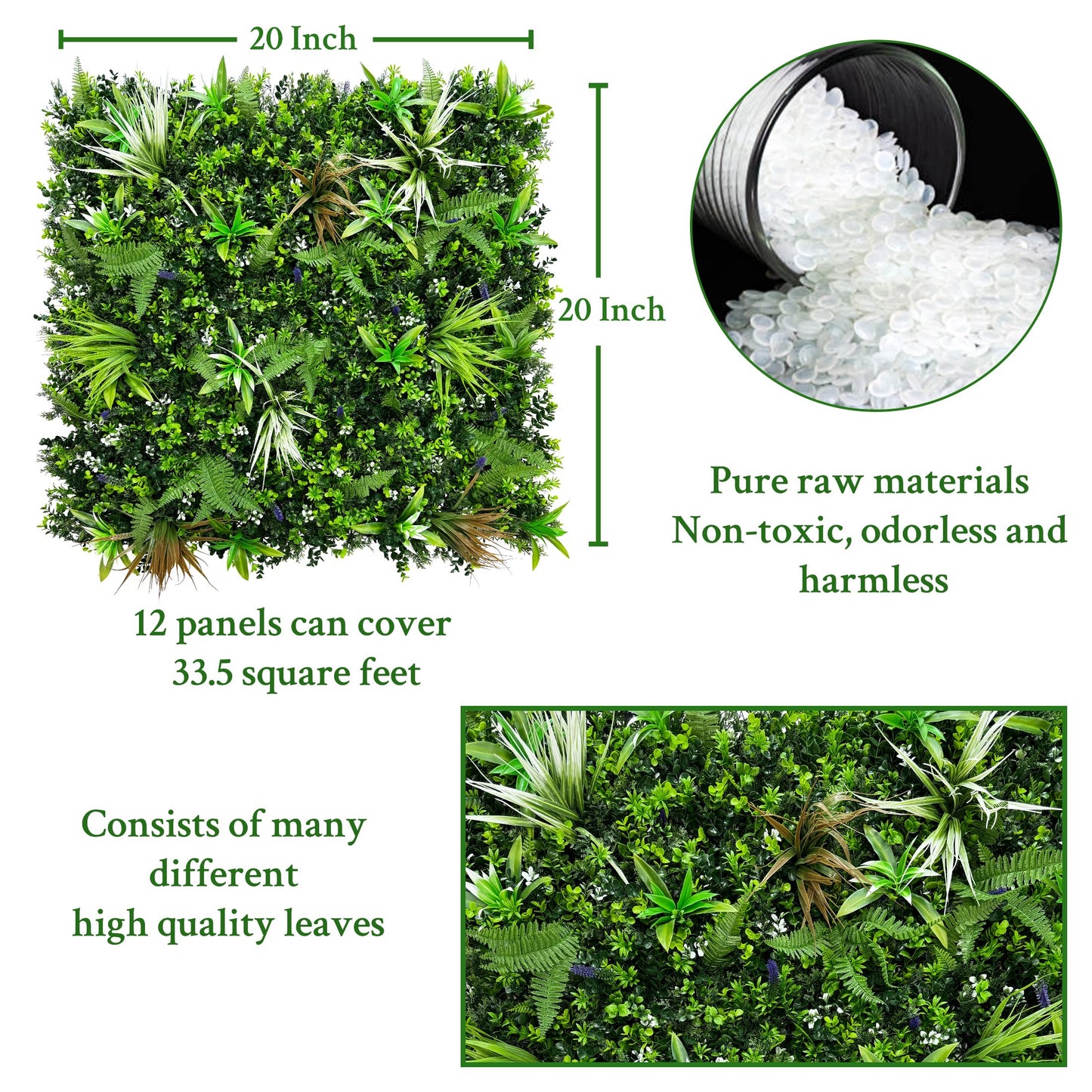 ODTORY Artificial Boxwood Topiary Hedges Panels: 20'' x 20'' 12P UV-Protected Privacy Faux Grass Backdrop Fence Screen for Patio, Balcony, Garden, Backyard Indoor Outdoor Green Wall Decor