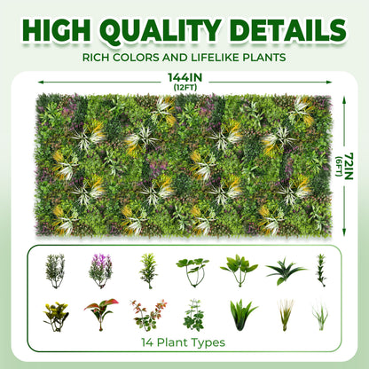 BHXCL Artificial Grass Wall Roll Panels: 6FT x 12FT Boxwood Hedge Panels, UV-Anti Privacy Fence Screen, Fake Greenery Backdrop for Indoor Outdoor Garden, Party, Wedding Decor