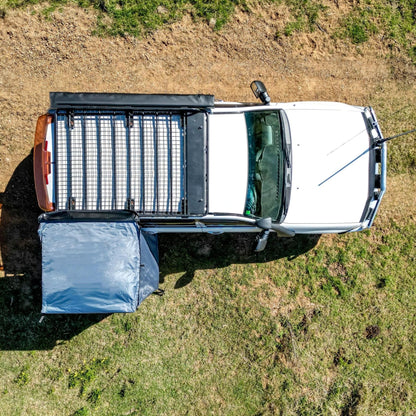 DANCHEL OUTDOOR Car Side Shower Awning with Roof, 3.3x3.3ft Portable Roof Rack Vehicle Shower Privacy Tent Shelter Enclosure Overland Camping Changing Room Bathroom w/LED Light, Gray