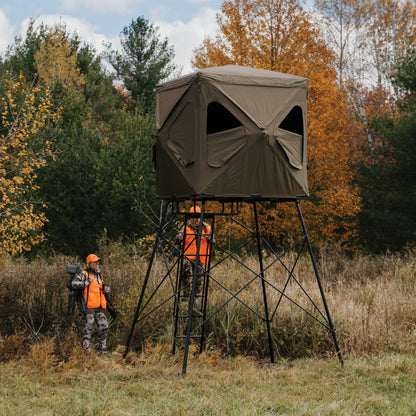 CAGE™ 2.0 Permanent Hub Blinds, 8' Tower, Hunting Tower, 66" x 66" Platform, 800 lb. Capacity, Easy to Assemble, Heavy-Duty Steel Mesh, 66" x 66". CRD30T