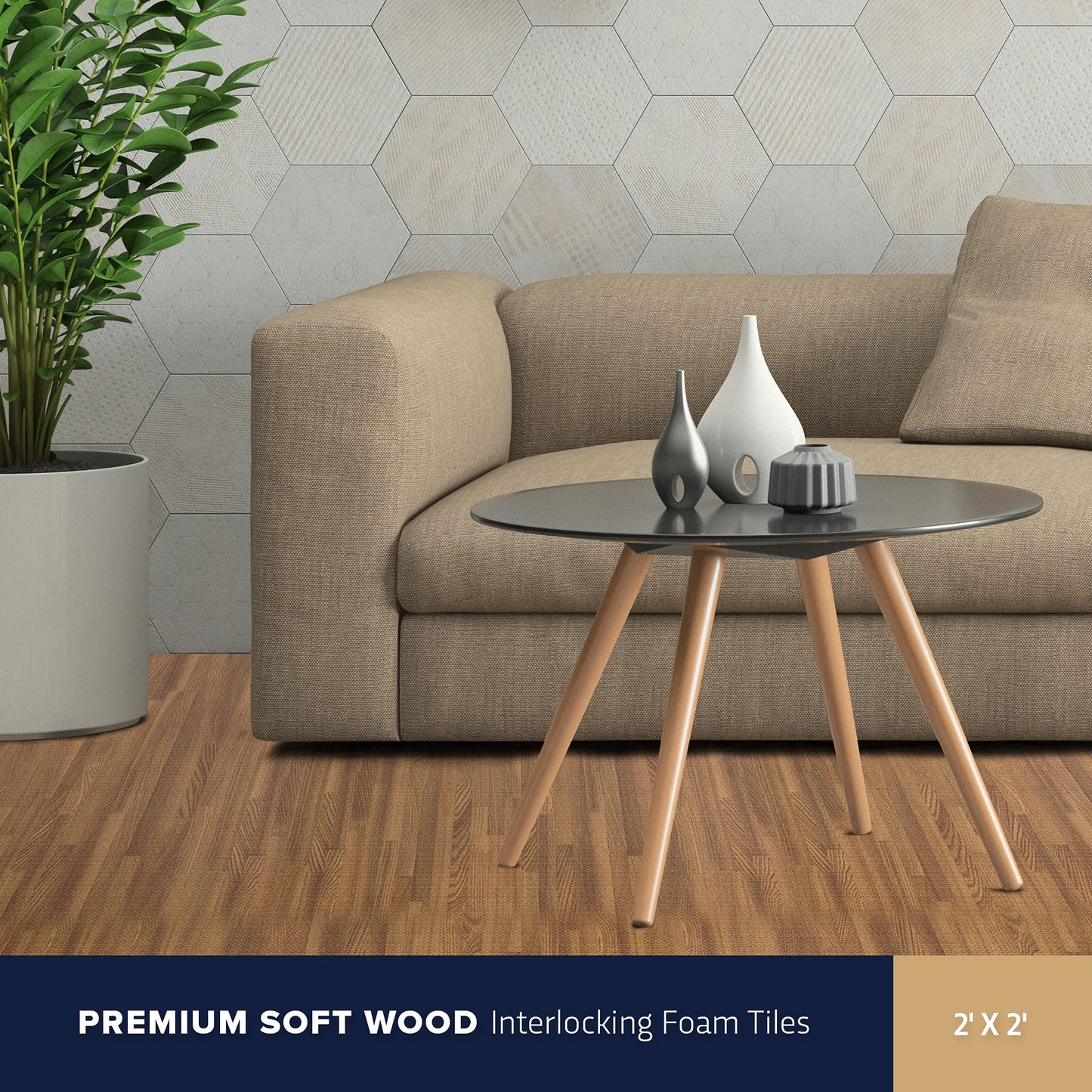 IncStores Premium Soft Wood Print Foam Flooring Tiles | Interlocking Foam Tiles for Home, Gym, Training and Yoga | 5/8" - Dark Oak, 48 Square Feet