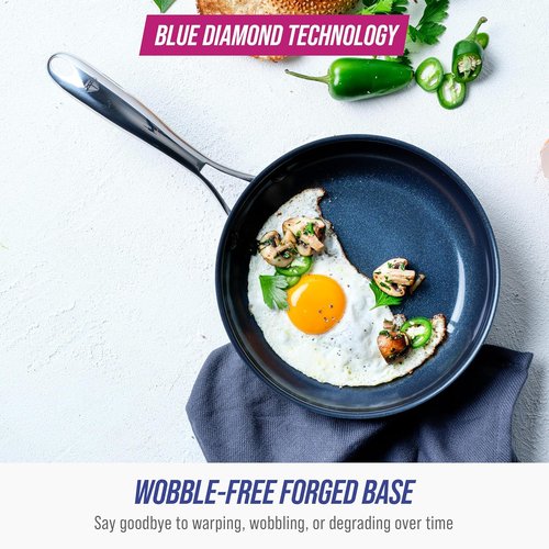 Blue Diamond Cookware 8-Inch Hard Anodized Ceramic Nonstick Frying Pan - PFAS-Free, Dishwasher & Oven Safe, Grey