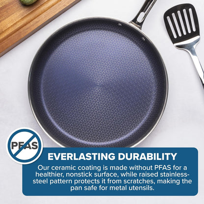 Viking Hybrid Plus 8-Inch Ceramic Nonstick Frying Pan - PFAS-Free, Metal Utensil Safe, Oven Safe to 500°F