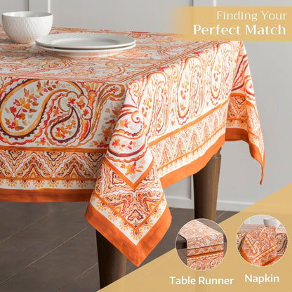 Maison d' Hermine Table Cloth Square Table 100% Cotton 54 x 54 Inches Fall Tablecloth Reusable Everyday Use for Thanksgiving Christmas Decorations Dining Farmhouse Party (Palatial Paisley)