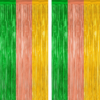 Luau Decorations by [Brand Name] - 2 Pack Summer Party Streamers | 3.28 FT x 7.05 FT Metallic Tinsel Backdrop