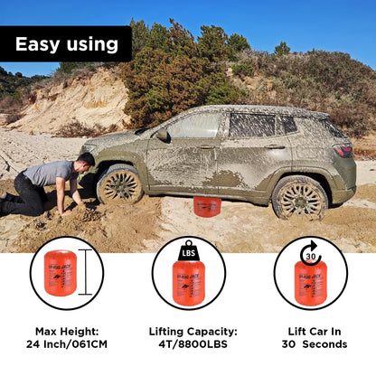 BotaBay 4 Ton Off-Road Exhaust Air Jack 8800lbs Lifting Capacity Inflatable Soft Jack 31.5-inch Height, Double Inflatable Systems, for SUV Car Truck Rescue 1000 Denier Nylon Material with Carrying Bag