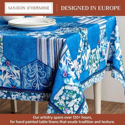 Maison d' Hermine Table Cloth Rectangle Table 100% Cotton 70 x 120 Inches Tablecloth Reusable Decorative for Dining Kitchen Room Farmhouse Home Gifts for Mothers Day Spring Summer - Summer Blues