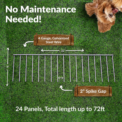 Dig Defence Original Animal Barrier Fence - Small/Medium Decorative Garden Fence, Outdoor No Dig Fence for Dogs and Rabbits, Yard and Patio - 32”(L) x 8”(H), 24 Pack