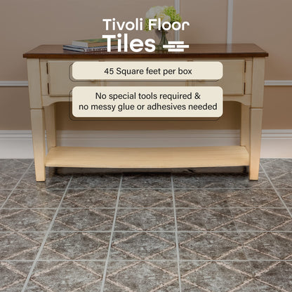 Tivoli Self Adhesive Vinyl Floor Tiles, 45 Tiles - 12" x 12", Light Oak Plank-Look - Peel & Stick, DIY Flooring for Kitchen, Dining Room, Bedrooms, Basements & Bathrooms by Achim Home Decor
