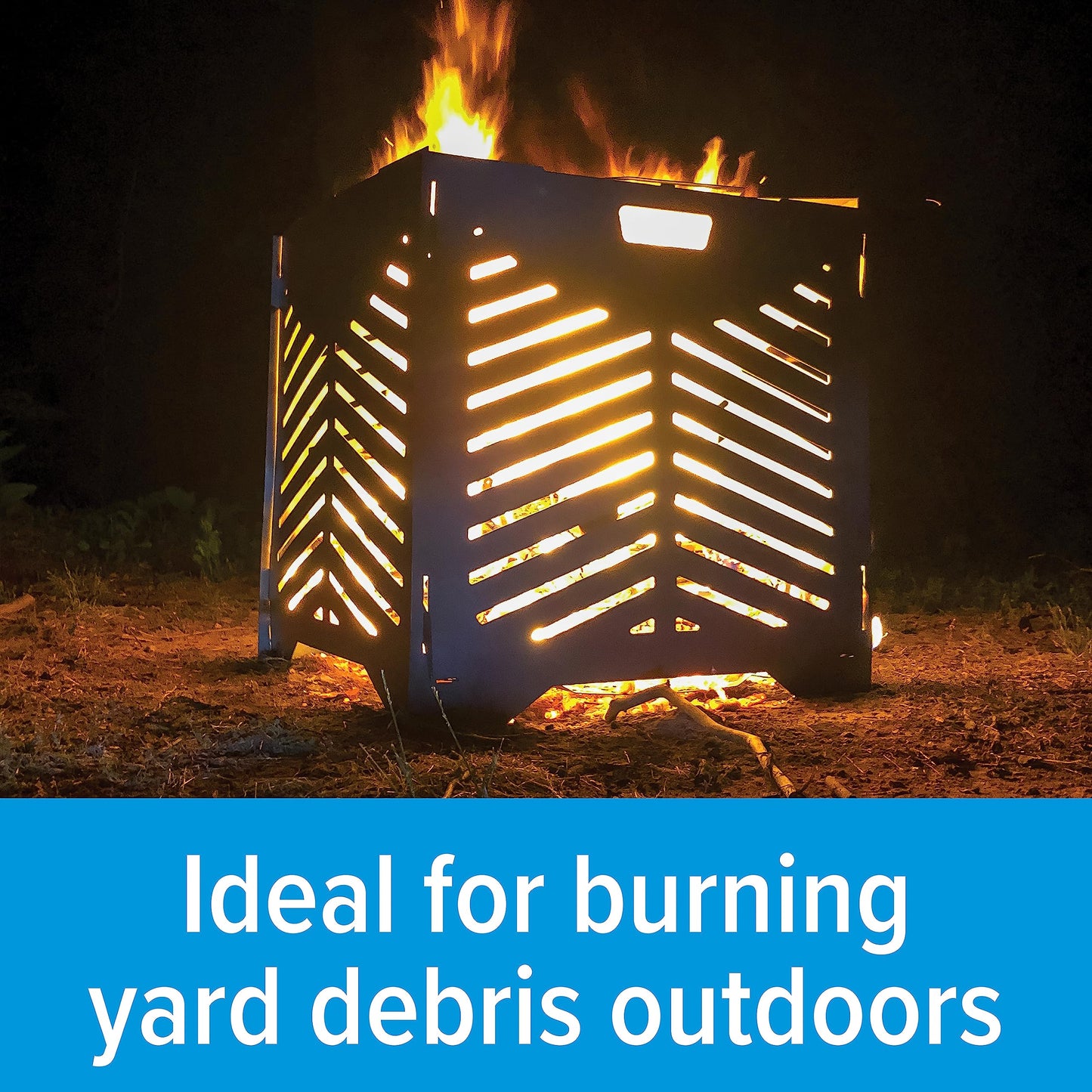 Camco 22” Small Burn Bin | Crafted of Heavy-Duty SS400 Steel to Withstand Extreme Temperatures & Features Hand-Oiled Panels with Unique Venting Patterns for Premium Airflow (51251)