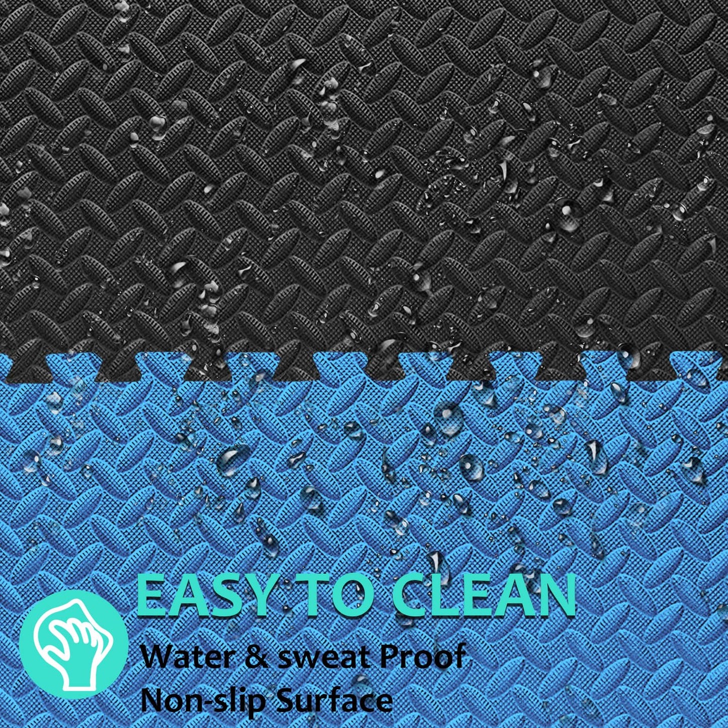 BEAUTYOVO Puzzle Exercise Mat With 24 Interlocking Foam Tiles, 24'' x 24'' EVA Floor Tiles, Protective Flooring for Gym Equipment (96 Sq.Ft - Black&Blue)