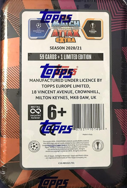 Match Attax 2020 2021 Topps Champions League Soccer Sealed Extra Edition Super Skill Stars Mega Collectors Tin with a Limited Edition Gold Card and 15 Exclusive Cards