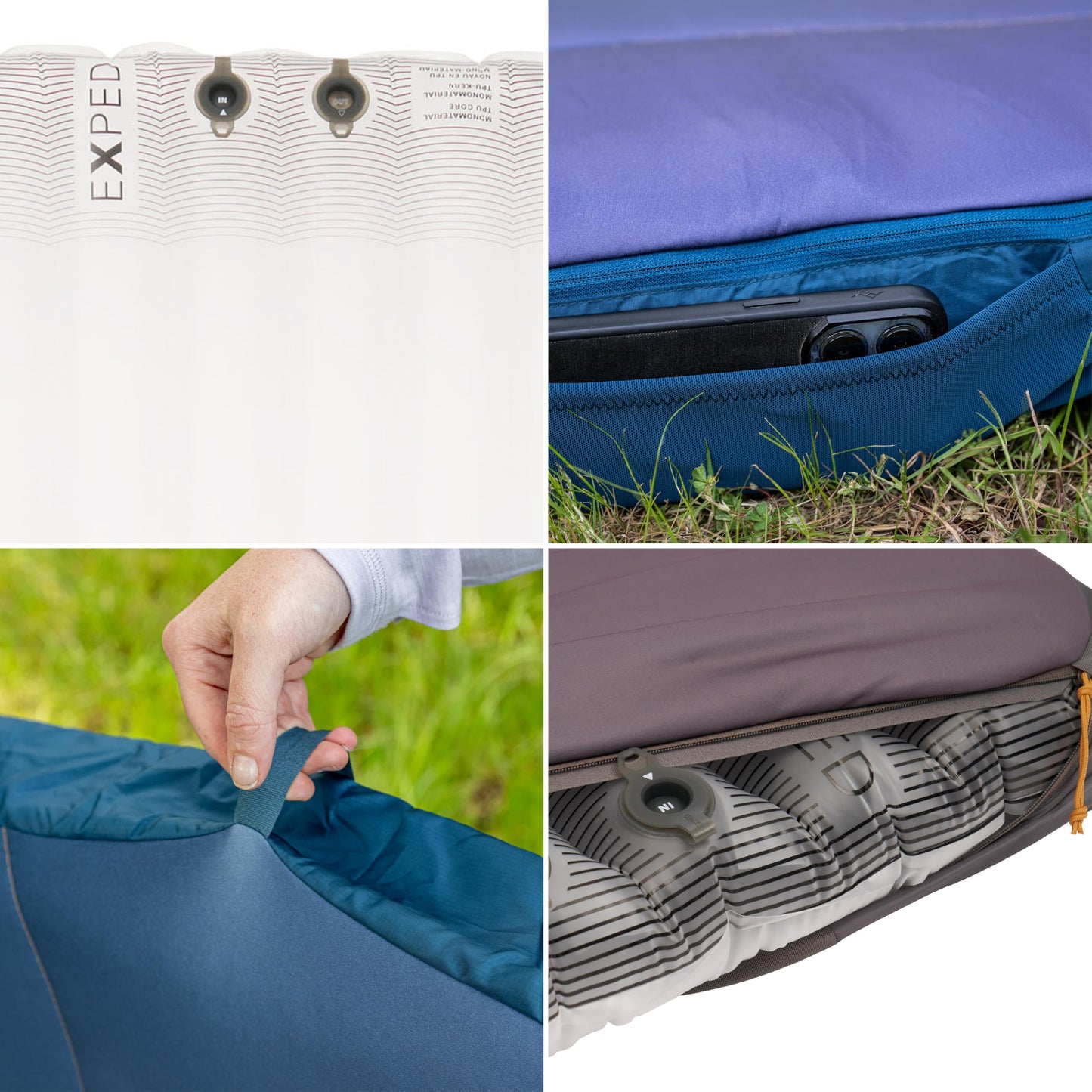 Exped Versaluxe Sleeping Pad – Backpacking & Car Camping Air Mat with Removable Machine Washable Cover, R-Value 2.4, 3-Season, Lightweight, Includes Pump Bag, Grey Goose, LW