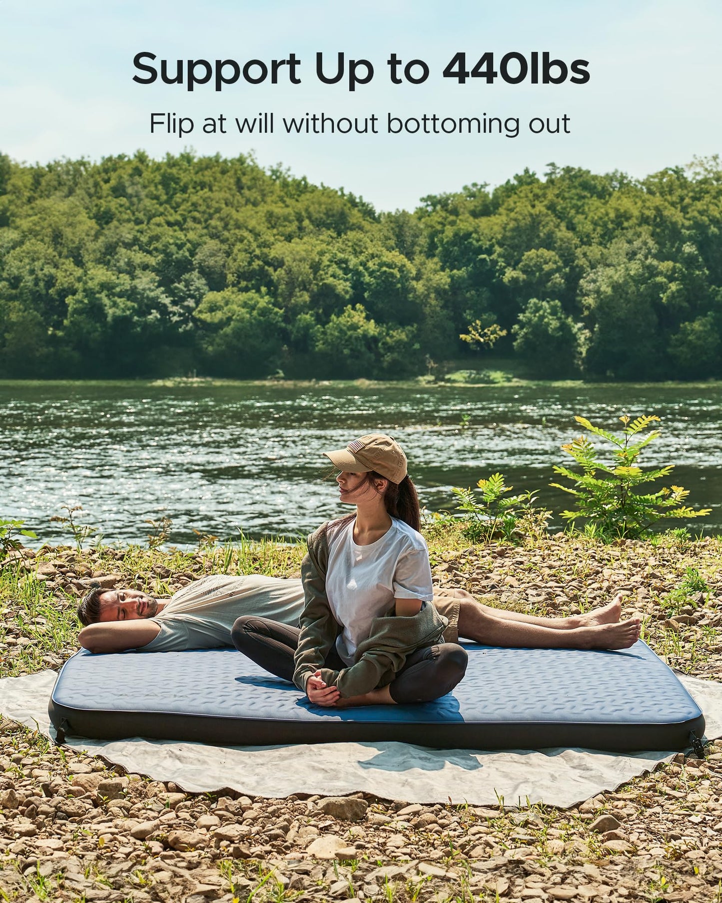 Acacia 4.3" Thick Self Inflating Sleeping Pad with Foam | Innovative Y-Shaped Telescopic Structure | Ultraportable Camping Mattress | Outdoor Compact Air Mat for Tent Car | Full