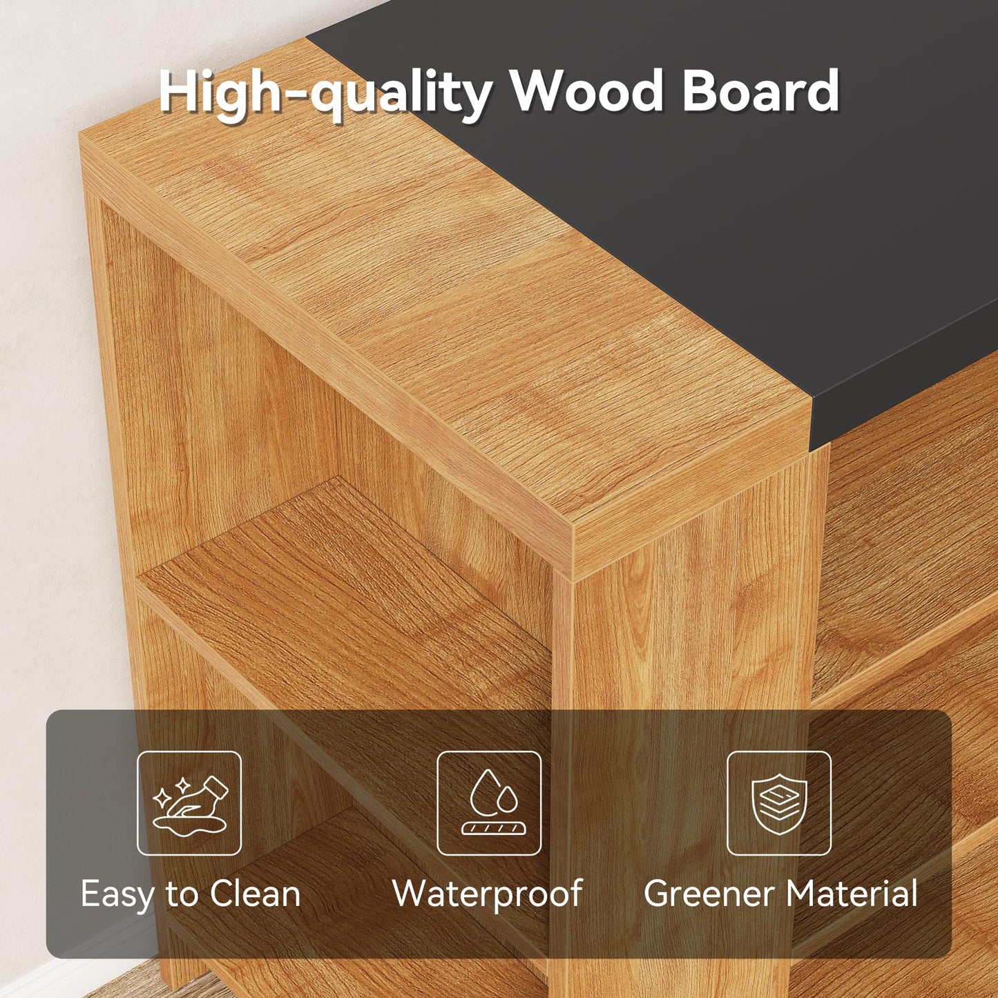Little Tree 55 Inches Kitchen Island, 4-Tier Kitchen Storage Cabinet with Large Worktop & Leg Room, Modern Wooden Kitchen Stationary Island for Dining Room, Coffee Bar Cabinet for Living Room, Oak