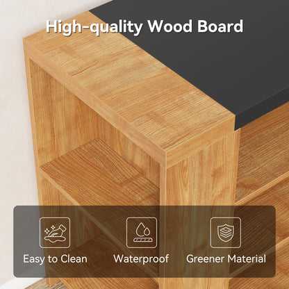 Little Tree 55 Inches Kitchen Island, 4-Tier Kitchen Storage Cabinet with Large Worktop & Leg Room, Modern Wooden Kitchen Stationary Island for Dining Room, Coffee Bar Cabinet for Living Room, Oak