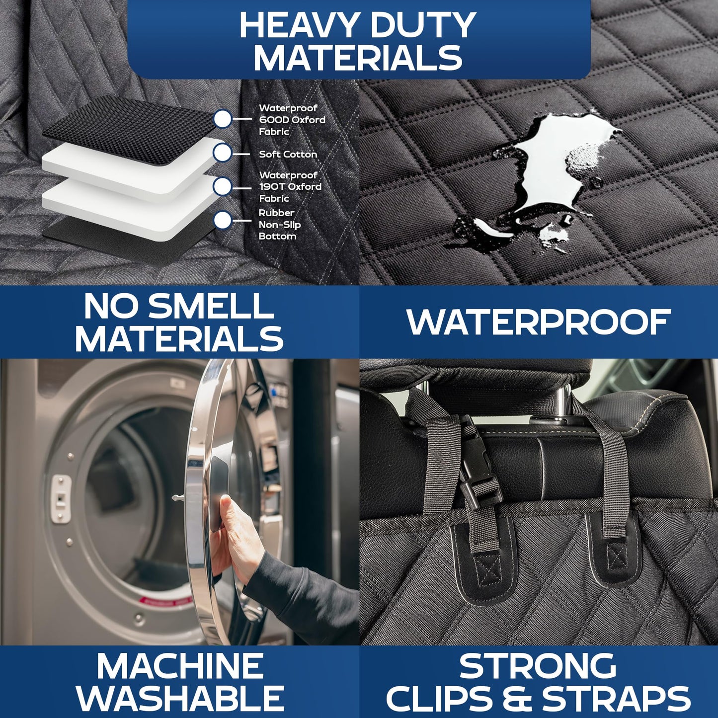 Ruff Liners XL Floor Cover with Door Protection, Black – As Seen on Shark Tank – Fits Full Size Crew Cab Trucks with Fold Up Seats, Waterproof & Machine Washable – Sturdy XL Dog Hammock for Truck