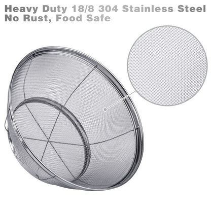 3 Pack Strainers for Kitchen, 18/8 Stainless Steel Colander, Fine Mesh Strainer for Pasta, Rice and Fruit, Sieve for Strain, Drain, Rinse or Steam (5-Quart, 4-Quart and 3-Quart)