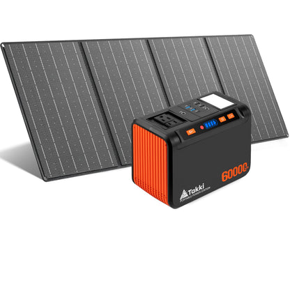Takki Solar Generator 250W Portable Power Station with 40W Solar Panels 222Wh Pure Sine Wave Camping Lithium Battery Power Pack with AC 110V Outlet for Camping CPAP Home Use Emergency Outdoor