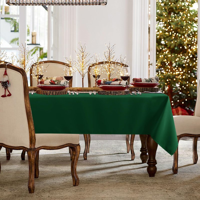 sancua Rectangle Tablecloth - 54 x 120 Inch - Stain and Wrinkle Resistant Washable Polyester Table Cloth, Decorative Fabric Table Cover for Dining Tables, Buffet Parties and Christmas, Hunter Green