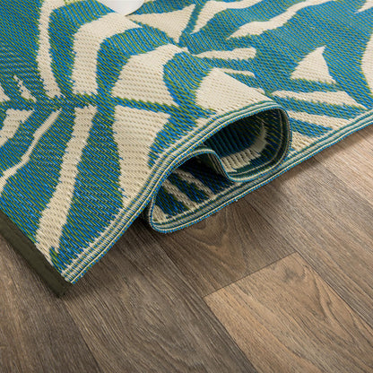 Rugshop Lanai Modern Floral Reversible Crease-Free Waterproof Premium Recycled Plastic Outdoor Rugs for Patio,Backyard,RV,Deck,Picnic,Trailer,Beach,Camping Area Rug Green 7'10" x 10'