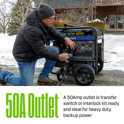 Westinghouse 18000 Peak Watt Tri-Fuel Home Backup Portable Generator, Remote Electric Start, Transfer Switch Ready, Gas, Propane, and Natural Gas Powered, CO Sensor