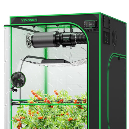 VIVOSUN Smart Pro Grow Tent Kit 4×4 Complete Smart Grow System WiFi-Integrated Automatic Control GrowHub E42A+, 2-in-1 Tunable Spectrum LED Grow Light 400W, 360° Ventilation Control System