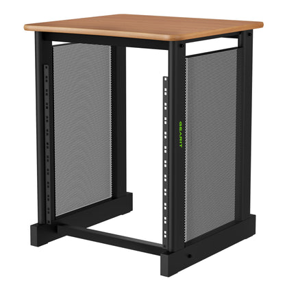 GEARit 12U Audio Rack With Flat Top for 19" Studio Gear, AV Equipment, Server Racks and More - Metal Construction, Oak Desktop Finish