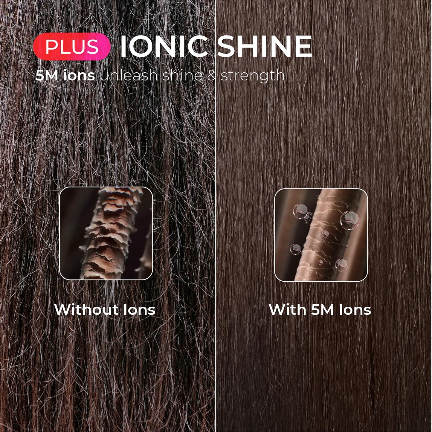 TYMO Ring Plus Ionic Hair Straightener Brush - Straightening Comb with Negative Ions for Women, Titanium Coating, 9 Temp Settings & LED Display, Dual Voltage, Professional Styling Tools