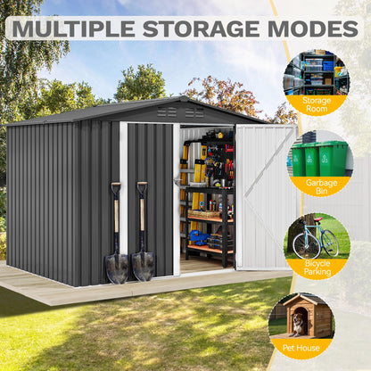 DWVO 7'x5' Large Metal Outdoor Storage Shed, Heavy Duty Tool Storage Sheds for Backyard Patio Lawn - Ideal for Bicycles, Garden Tools, and Lawn Equipment, Easy-to-Assemble, Dark Gray