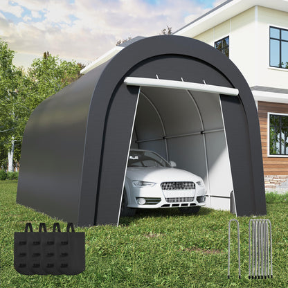 FansaFurn Heavy Duty Carport with 4 Cloth Bags, All-Weather Car Canopy with 2 Roll-up Doors, Portable Garage Storage Shelter Shed for Truck, Cars, or Garden Tools, 10' x 15'