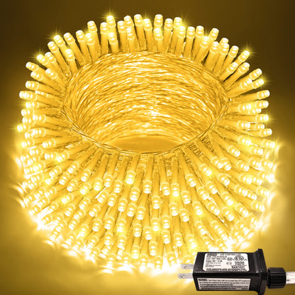 JMEXSUSS 200 LED String Lights Indoor Outdoor Clear Wire, Connectable Warm White Christmas Lights for Bedroom, 66 Ft Twinkle Fairy Classroom Light Plug in for Home Wedding Tree Yard Patio Decor