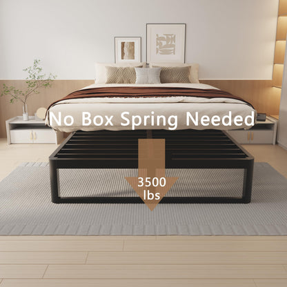 VYM 12 Inch Full Bed Frame, Platform Bed Frames with Metal Gaskets, Anti-Slip Mattress Stopper, No Box Spring Needed, Heavy Duty Steel Slat Support 3500 LBS, Round Corner Leg, Easy Assembly, Black