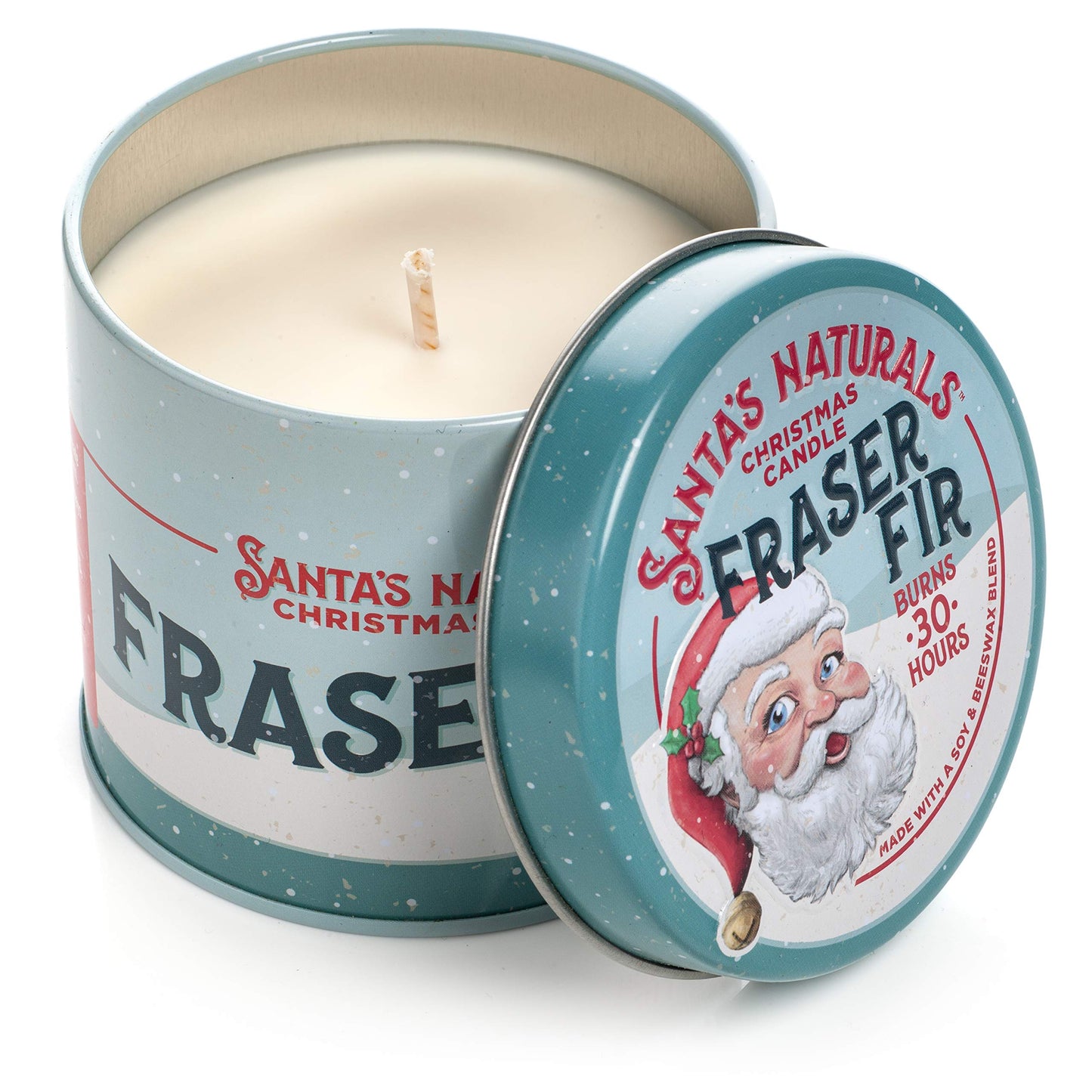 Santa's Naturals Fraser Fir Christmas Candle for Holidays & Gifts, Fresh Cut Tree Scent, Soy & Beeswax Blend, 30+ Hour Burn, 9 oz