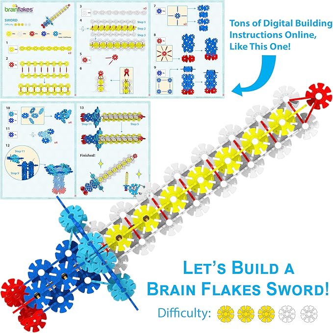 Brain Flakes 2500 Piece Build 'n' Build Kit - A Creative and Educational Alternative to Building Blocks - Wheel Pieces and Special Parts Included - A Great Stem Toy for Both Boys and Girls