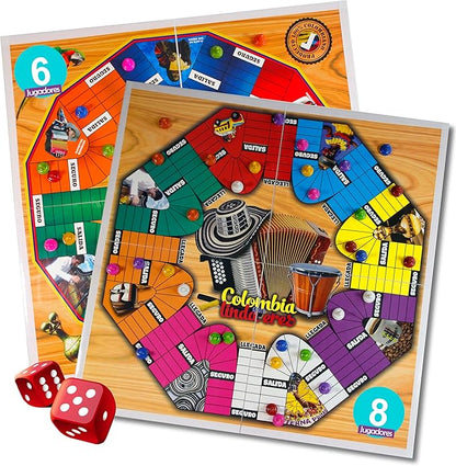 PARQUES Colombiano MAGNÉTICO Madera 8/6 JUGADORES 50x50 CM Doble cara plegable para viajes. Parcheesi parchis Ludo Board Game 8 Players Original juego de mesa Colombiano Wooden Colombian Parks