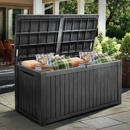 YITAHOME 220 Gallon Large Outdoor Storage XL Deck Box w/Divider for Patio Furniture,Outdoor Cushions, Garden Tools, Sports Equipment and Pool Supplies, Waterproof, Resin, Lockable, Black