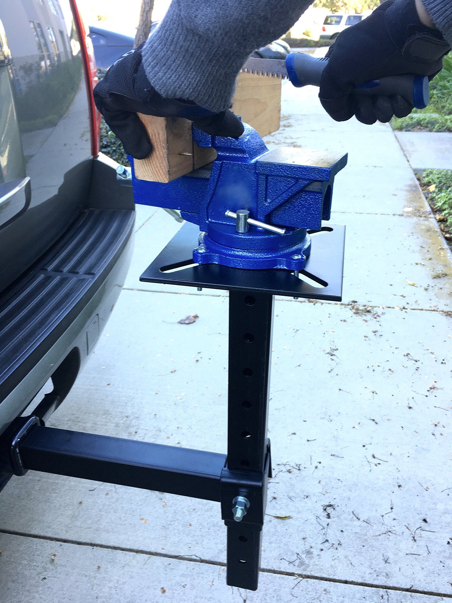 MaxxHaul Hitch Mount Vise Plate Holder Heavy‑Duty 2 Inch Receiver Workbench Mount Portable Vise and Tool Platform for Trucks SUVs and RVs Alloy Steel Construction (80356)
