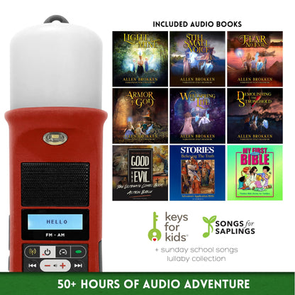 Action and Adventure Dramatized Audio Bible Story and Devotion Player for Kids, Including The Towers of Light Series Audiobooks by Allen Brokken on MegaVoice Solar+ for Kids (TOL - LifeLight)